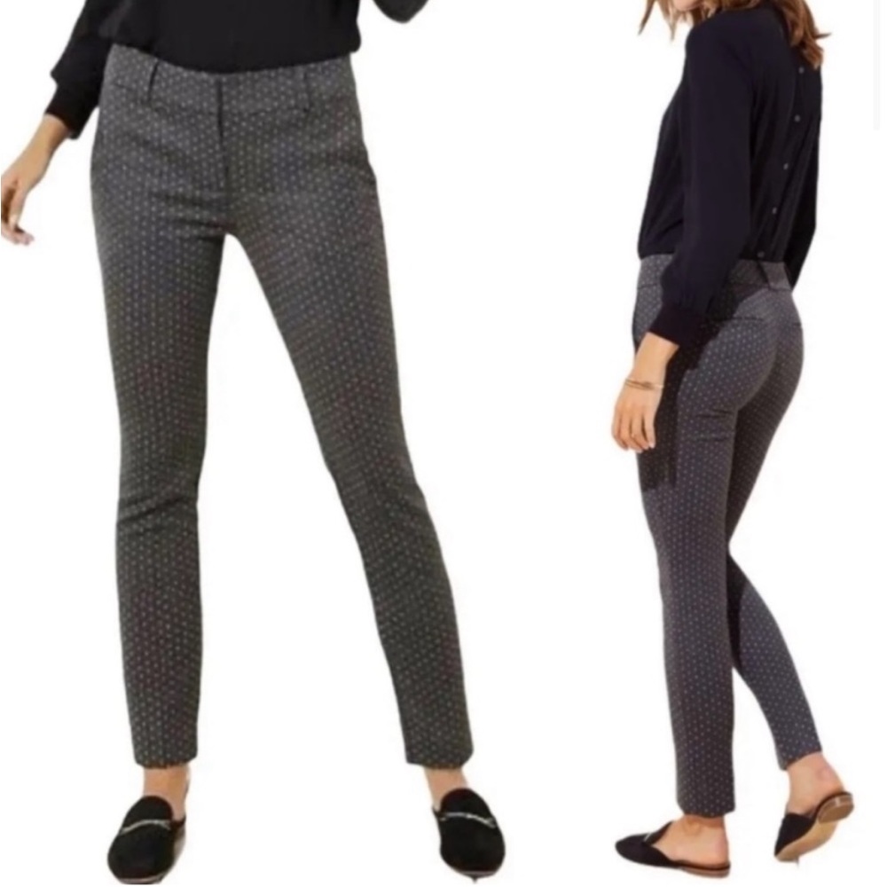 LOFT Marisa Skinny Charcoal Grey dot Career Pants Size 0